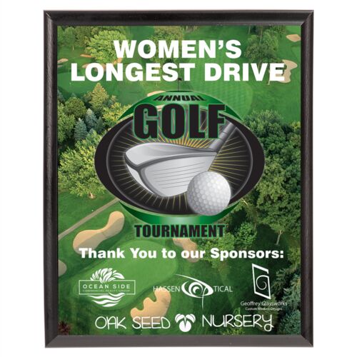 UN1002-D  Gloss MDF Plaque with Black Cove Edge & Keyholes 7" X 9" Thumbnail