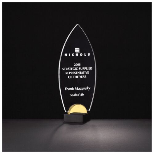 JDS A6810 - Acrylic award on black and gold metal base. A6810 A6810 - Acrylic award on black and gold metal base. Thumbnail
