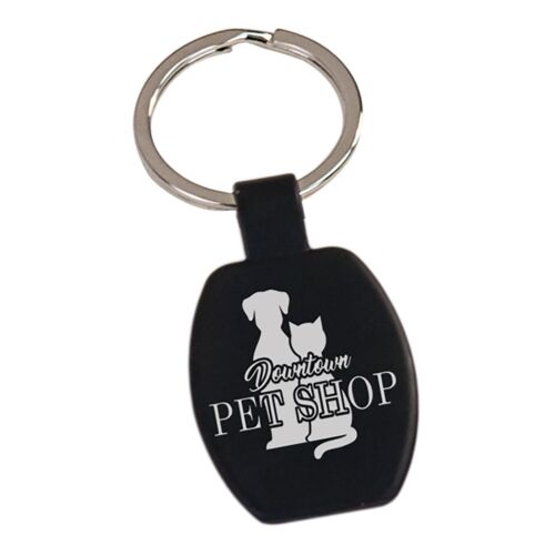 GFT100 - 1 5/8" Black Laserable Rectangle Keychain Thumbnail