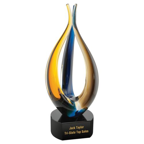 JDS AGS70 - 11 1/2" Blue/Brown Tri Rise Art Glass AGS70  AGS70 - 11 1/2" Blue/Brown Tri Rise Art Glass Thumbnail