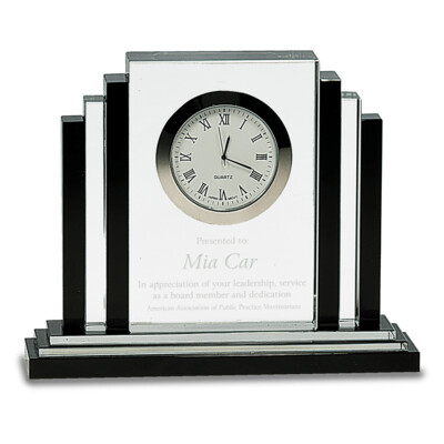 [CRY171] 6" Crystal Clock on Black Base Thumbnail