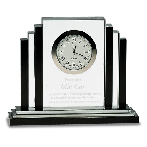 JDS CRY171 - 6" Clear Crystal with Clock and Black Crystal Trim CRY171 CRY171 - 6" Clear Crystal with Clock and Black Crystal Trim Thumbnail