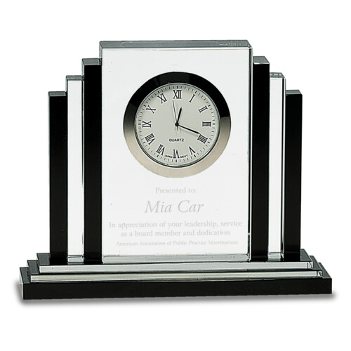 [CRY171] 6" Crystal Clock on Black Base Thumbnail