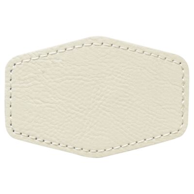 PTH143 - 3" x 2" Hex White Laserable Leatherette Patch with Adhesive Thumbnail