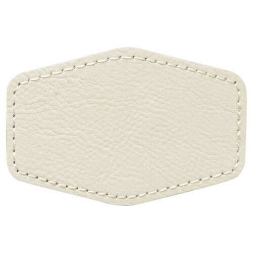 PTH143 - 3" x 2" Hex White Laserable Leatherette Patch with Adhesive Thumbnail