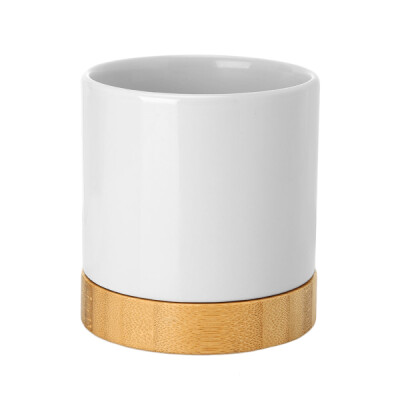 Ceramic Planter with Bamboo Tray Base Thumbnail