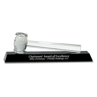 CRY047 - 13 7/8" x 4 1/4" Crystal Gavel on Black Base Thumbnail