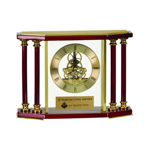 [EX103] Executive 4-Pillar Gold & Rosewood Piano Finish Clock  Thumbnail