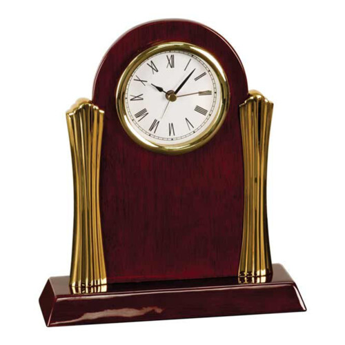 [T007] 8.25" Rosewood/Gold Piano Finish Clock Thumbnail