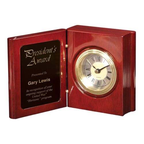 JDS T140  Rosweood Piano Finish Book Clock with Black to Gold Plate  T140 T140  Rosweood Piano Finish Book Clock with Black to Gold Plate  Thumbnail