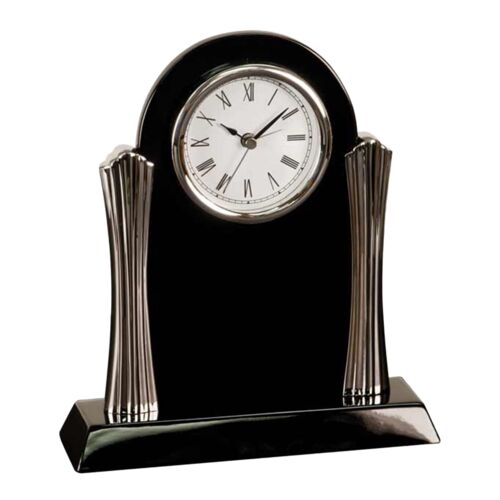 JDS T307  Black Piano Finish Desk Clock with Silver Columns T307 T307  Black Piano Finish Desk Clock with Silver Columns Thumbnail