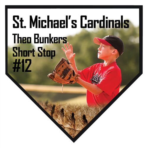 JDS UN5680  Gloss MDF Home Plate Plaque with Black Beveled Edge & Keyholes UN5680 UN5680  Gloss MDF Home Plate Plaque with Black Beveled Edge & Keyholes Thumbnail