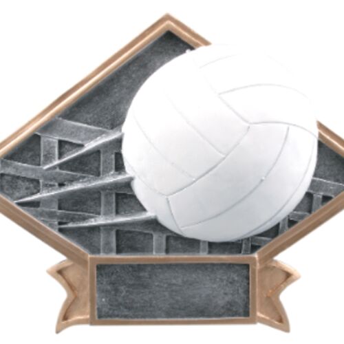 JDS DPS26  6" X 4-1/2" Diamond Plate Resin Large Volleyball Trophy DPS26 DPS26  6" X 4-1/2" Diamond Plate Resin Large Volleyball Trophy Thumbnail