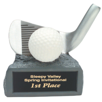 JDS31A   4-1/4" White/ Silver Golf on Base Resin Trophy Thumbnail