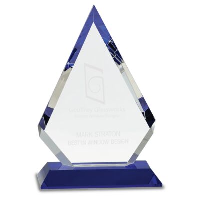 CRY272 - 9" Clear Crystal Diamond on Blue Pedestal Base Thumbnail