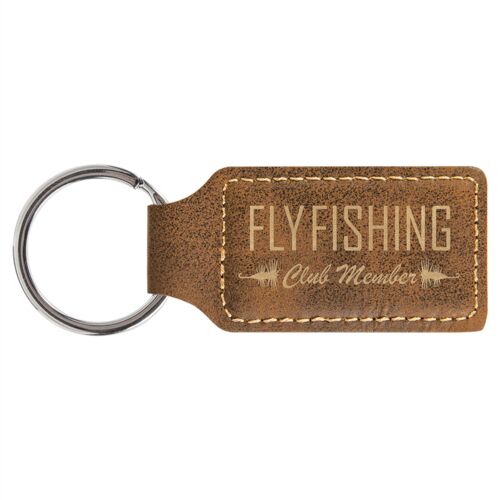 GFT702 - 2 3/4" x 1 1/4" Rustic/Gold Laserable Leatherette Rectangle Keychain Thumbnail