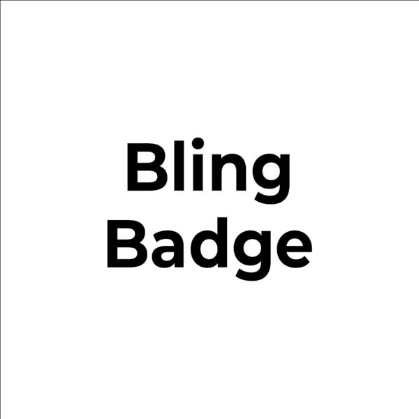 IDP577-NASC Bling Badge Silver! 1.5 x 2.5 oval or 1.5 x 3 rectangle Silver with Rhinestone border Thumbnail