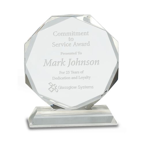 JDS CRY62 - 6" Clear Crystal Octagon on Clear Pedestal Base CRY62 CRY62 - 6" Clear Crystal Octagon on Clear Pedestal Base Thumbnail
